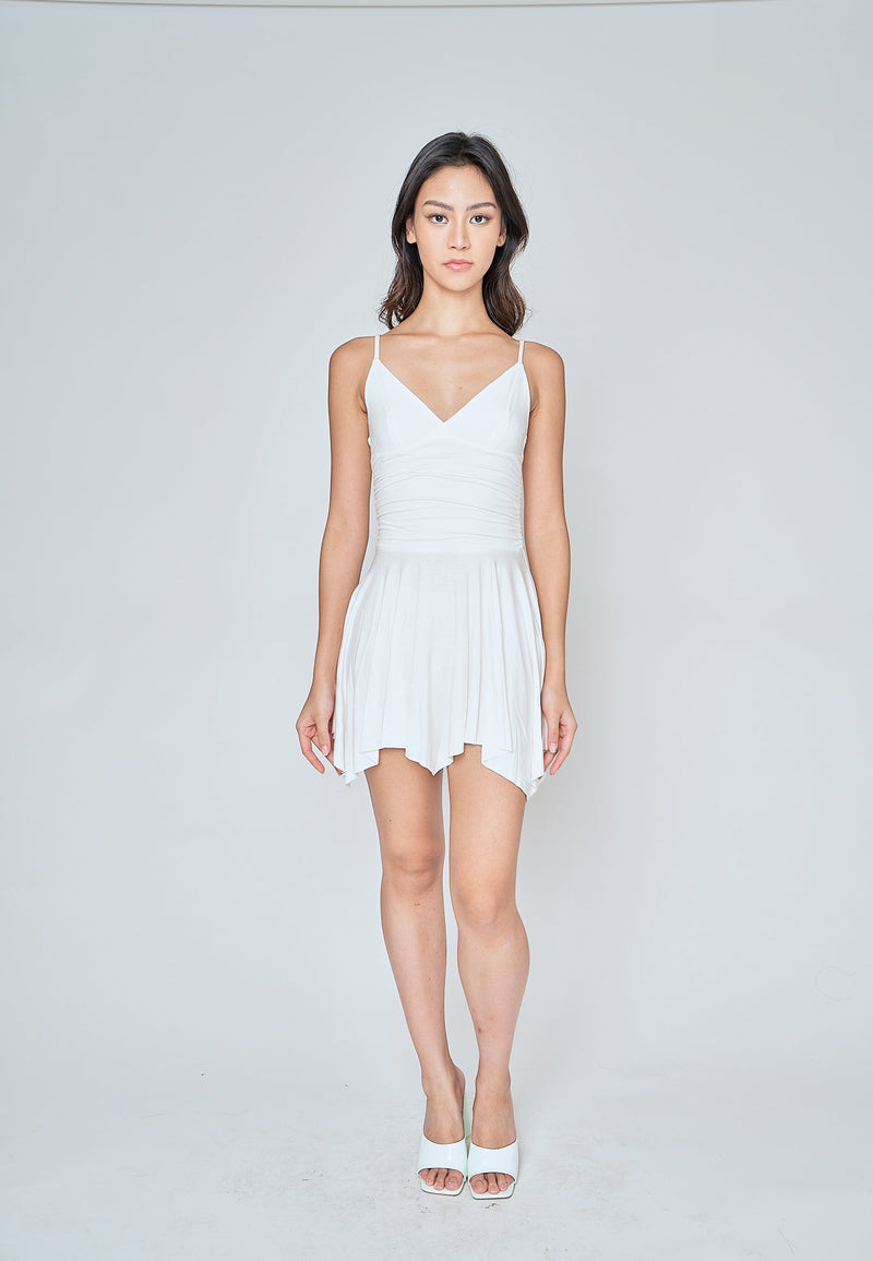 Carina White V Neck Sleeveless Mini Dress