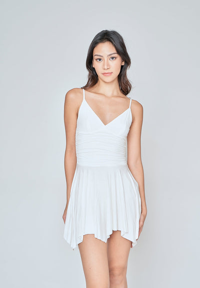 Carina White V Neck Sleeveless Mini Dress