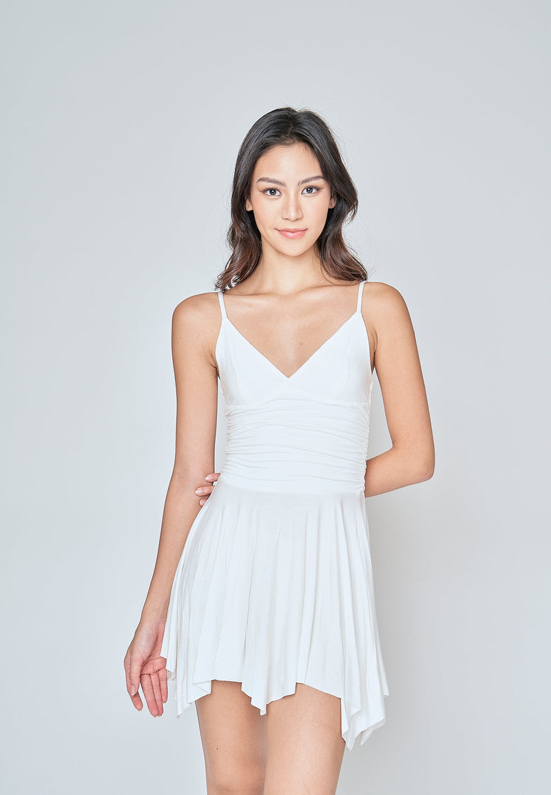 Carina White V Neck Sleeveless Mini Dress