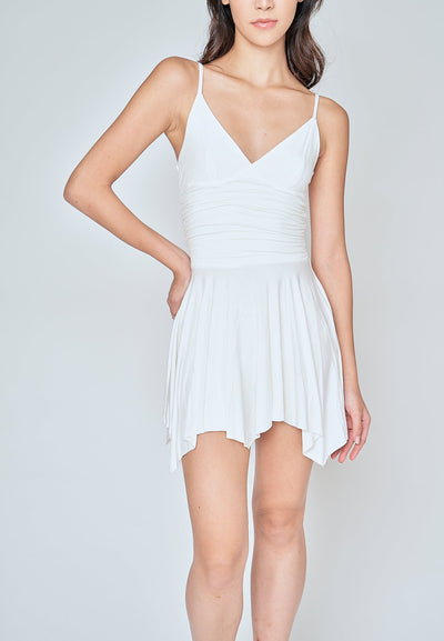 Carina White V Neck Sleeveless Mini Dress