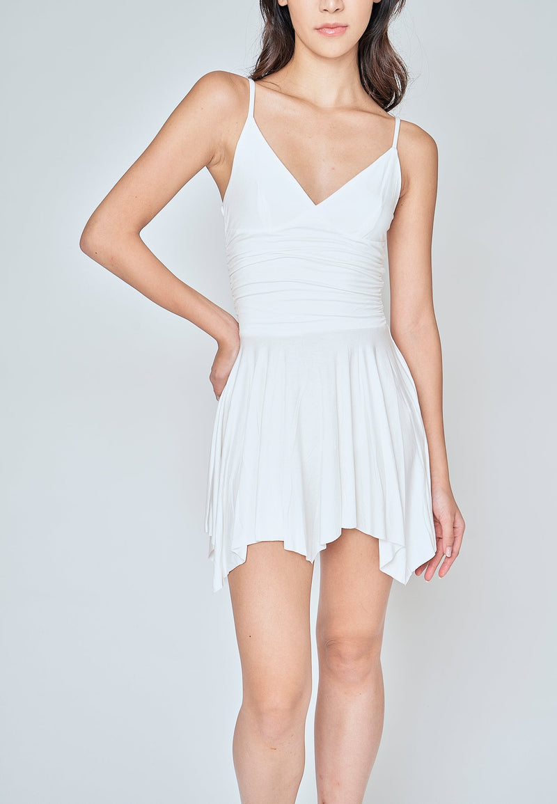 Carina White V Neck Sleeveless Mini Dress