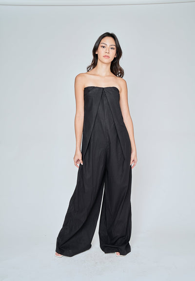Amia Black Classic Tube Wide Leg Jumpsuit