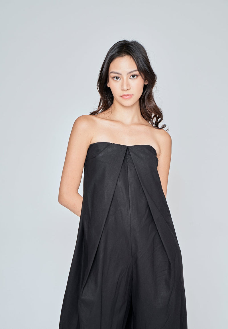 Amia Black Classic Tube Wide Leg Jumpsuit
