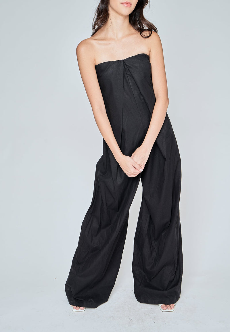 Amia Black Classic Tube Wide Leg Jumpsuit