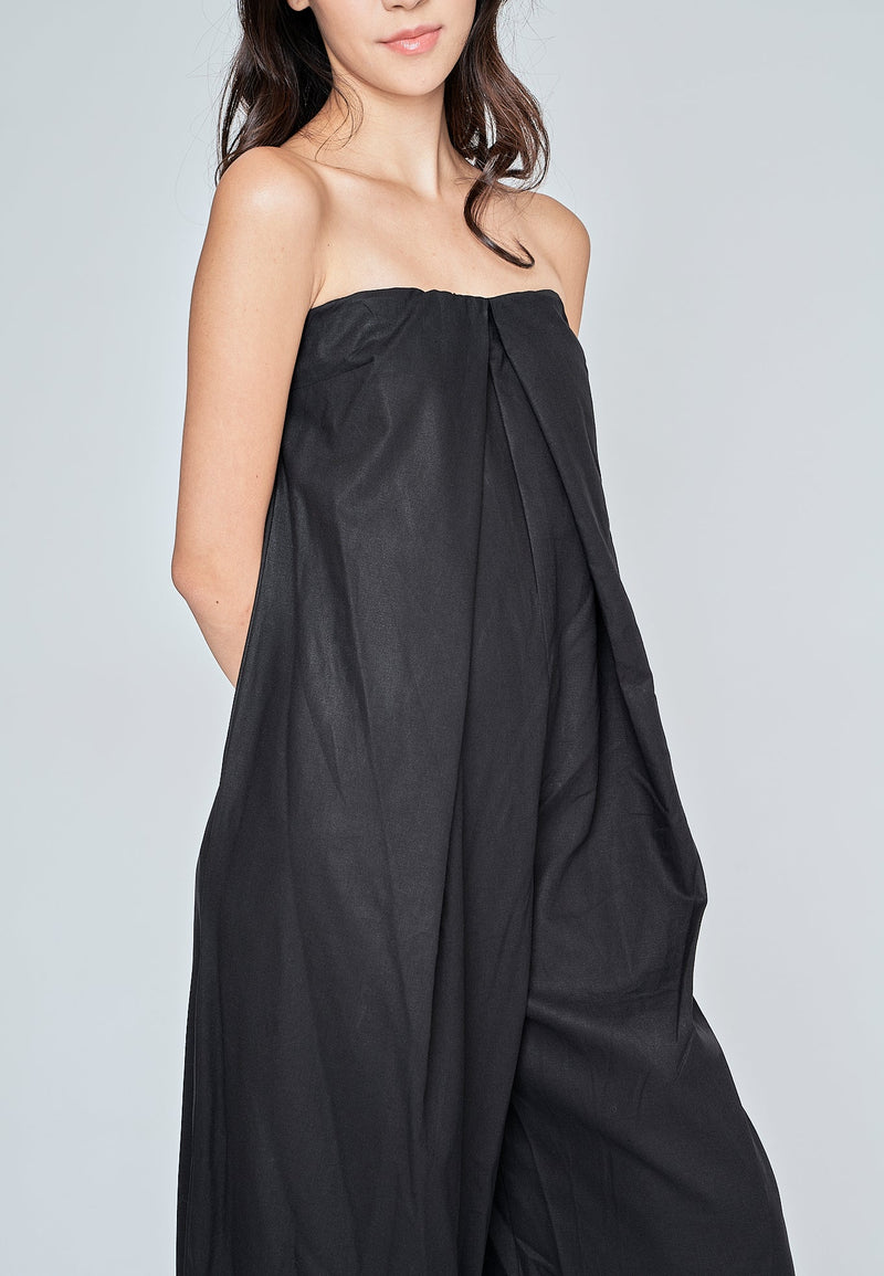 Amia Black Classic Tube Wide Leg Jumpsuit
