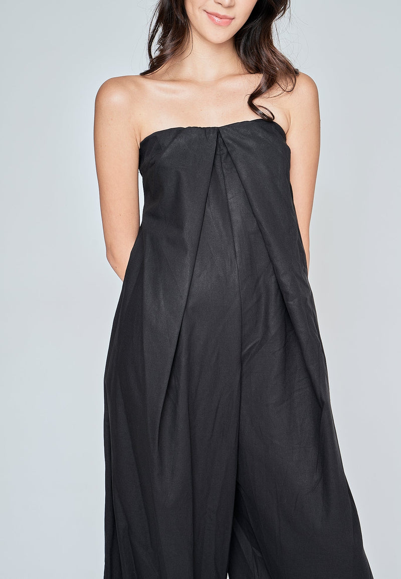 Amia Black Classic Tube Wide Leg Jumpsuit
