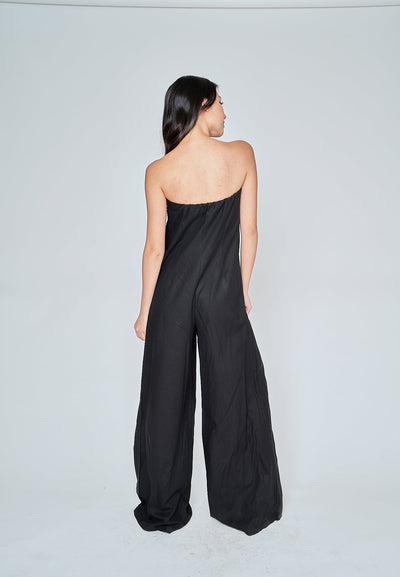Amia Black Classic Tube Wide Leg Jumpsuit
