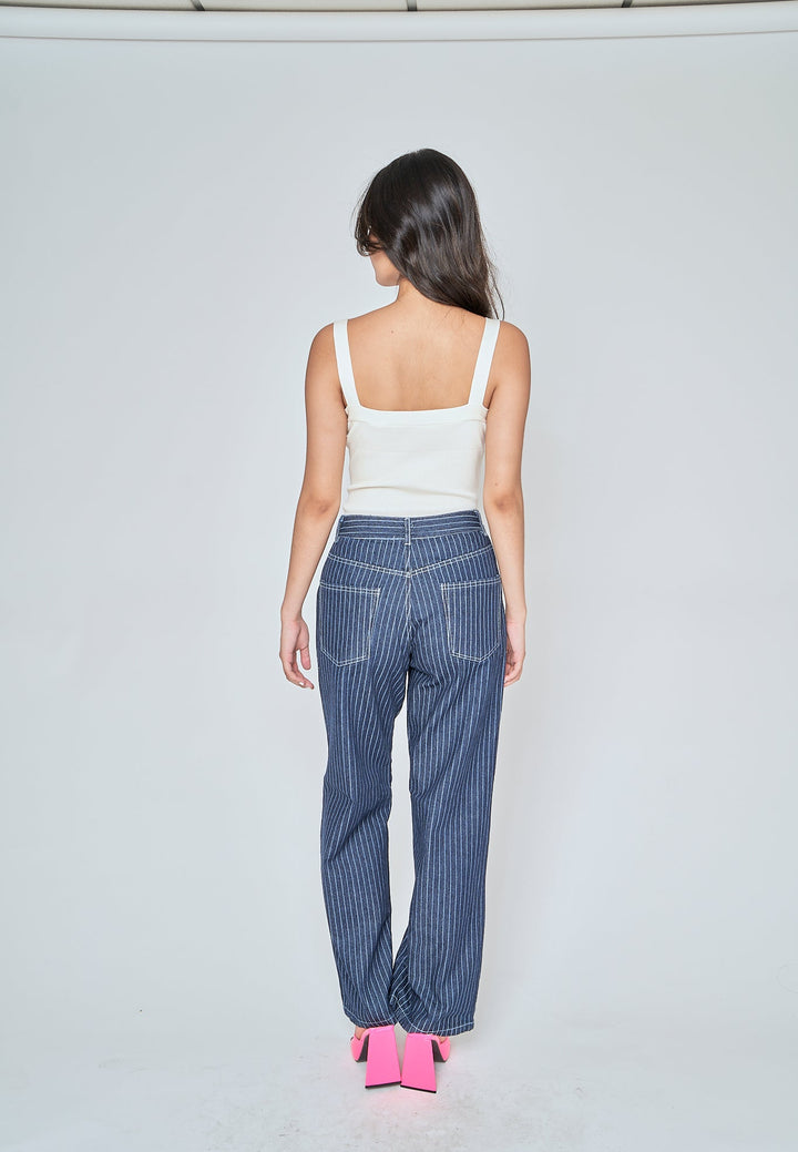 Siona Off White Knitted Scoop Neck Sleeveless Bodysuit