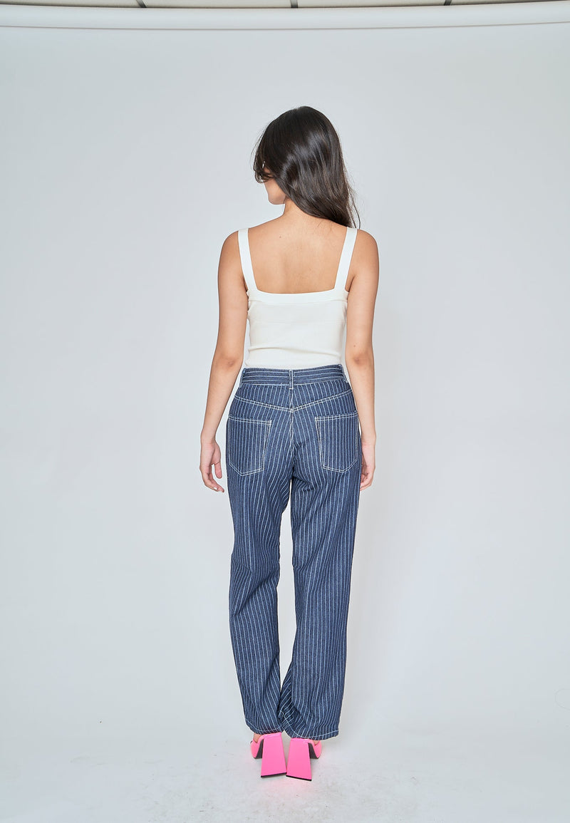 Siona Off White Knitted Scoop Neck Sleeveless Bodysuit