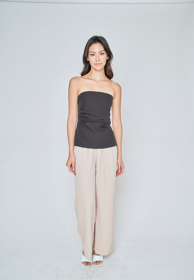 Daina Black Ruch Sides Tube Top