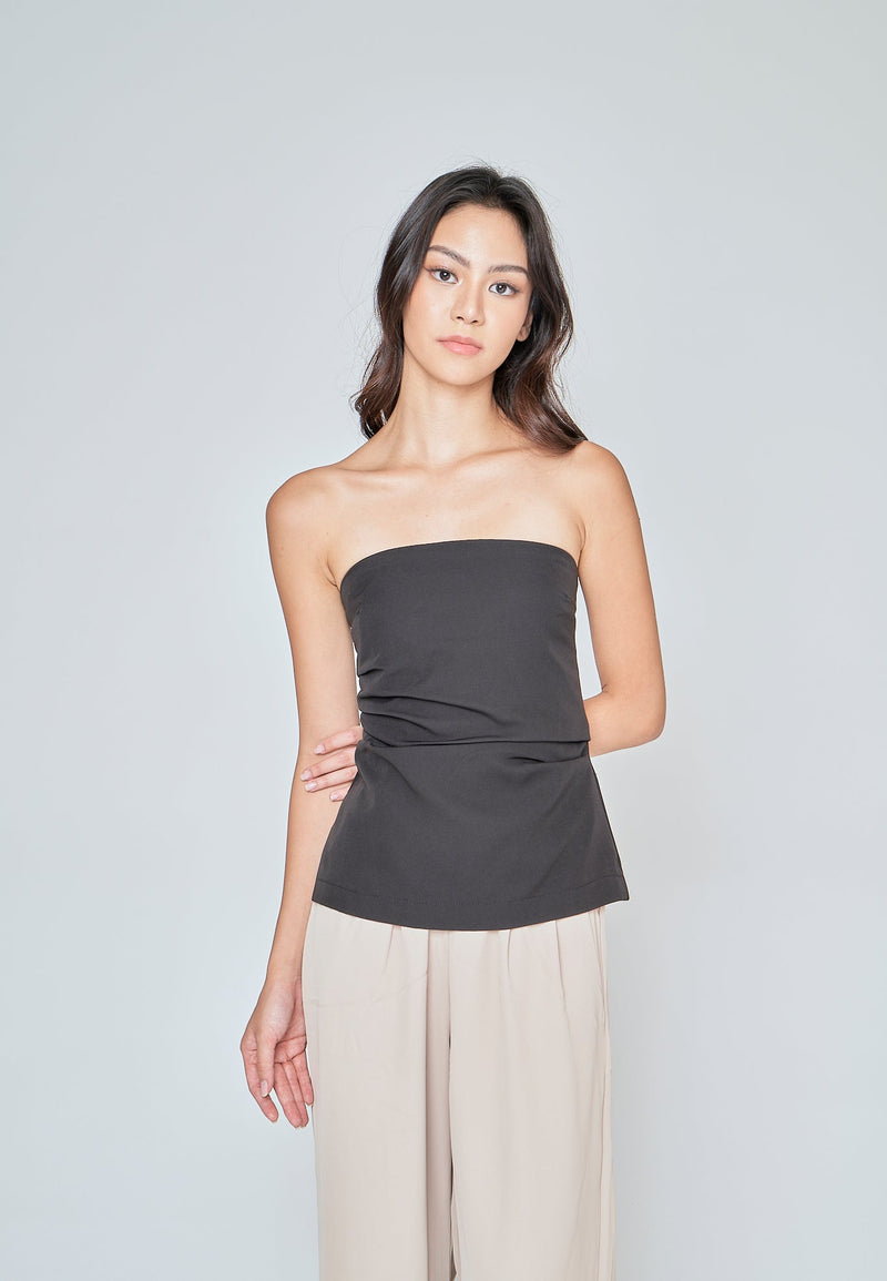 Daina Black Ruch Sides Tube Top