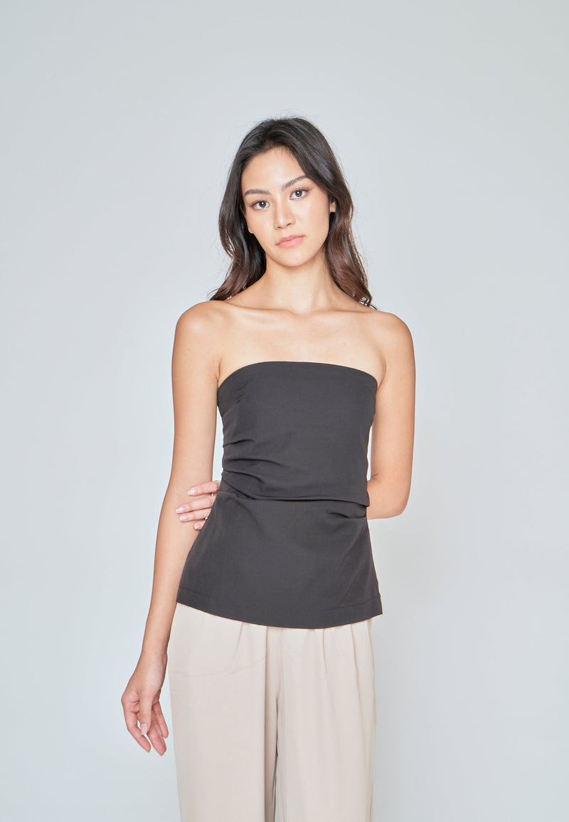Daina Black Ruch Sides Tube Top