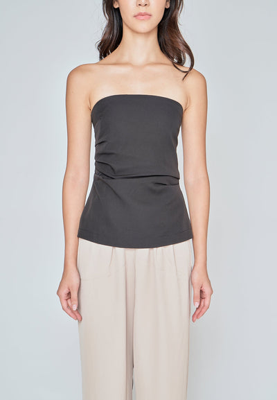 Daina Black Ruch Sides Tube Top
