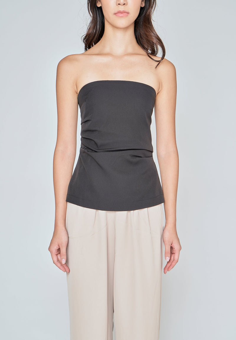 Daina Black Ruch Sides Tube Top