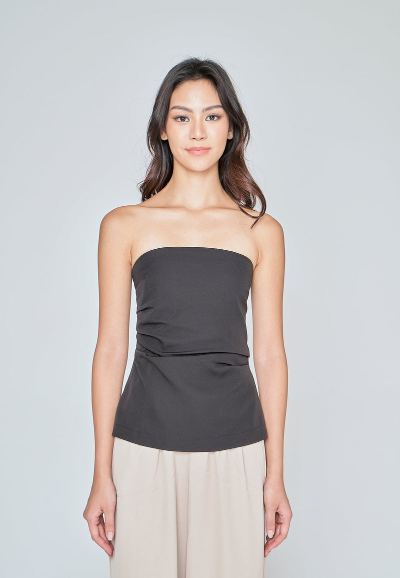 Daina Black Ruch Sides Tube Top