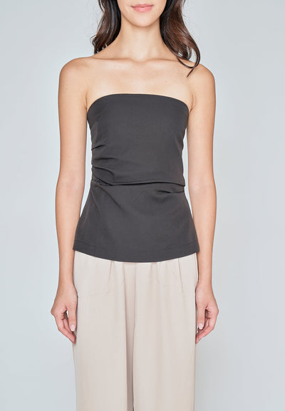 Daina Black Ruch Sides Tube Top