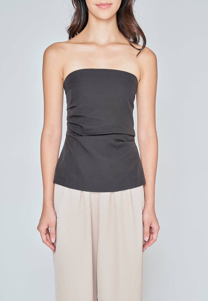 Daina Black Ruch Sides Tube Top