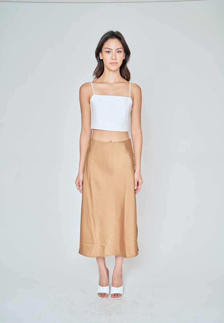 Fumi White Linen Sleeveless Self Tie Strap Zipper Back Top
