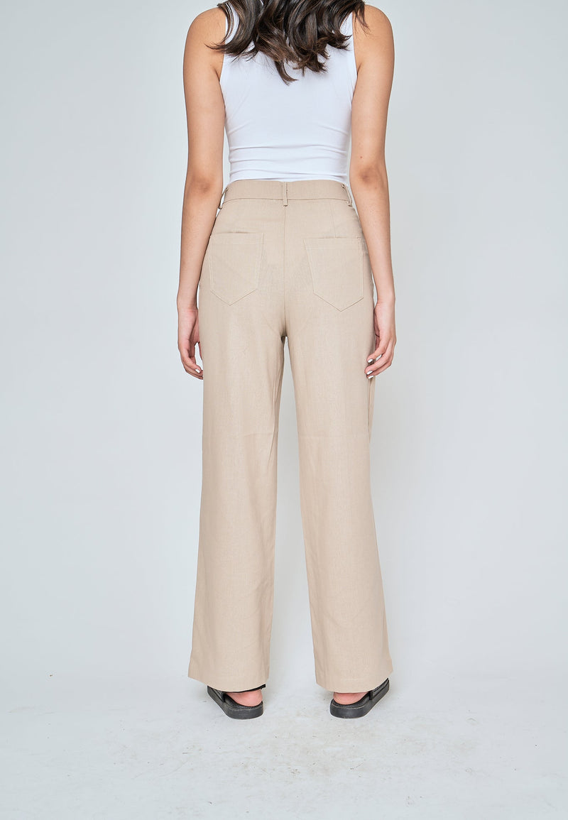 Jensen Beige Zipper Fly Lined Straight Cut Trouser