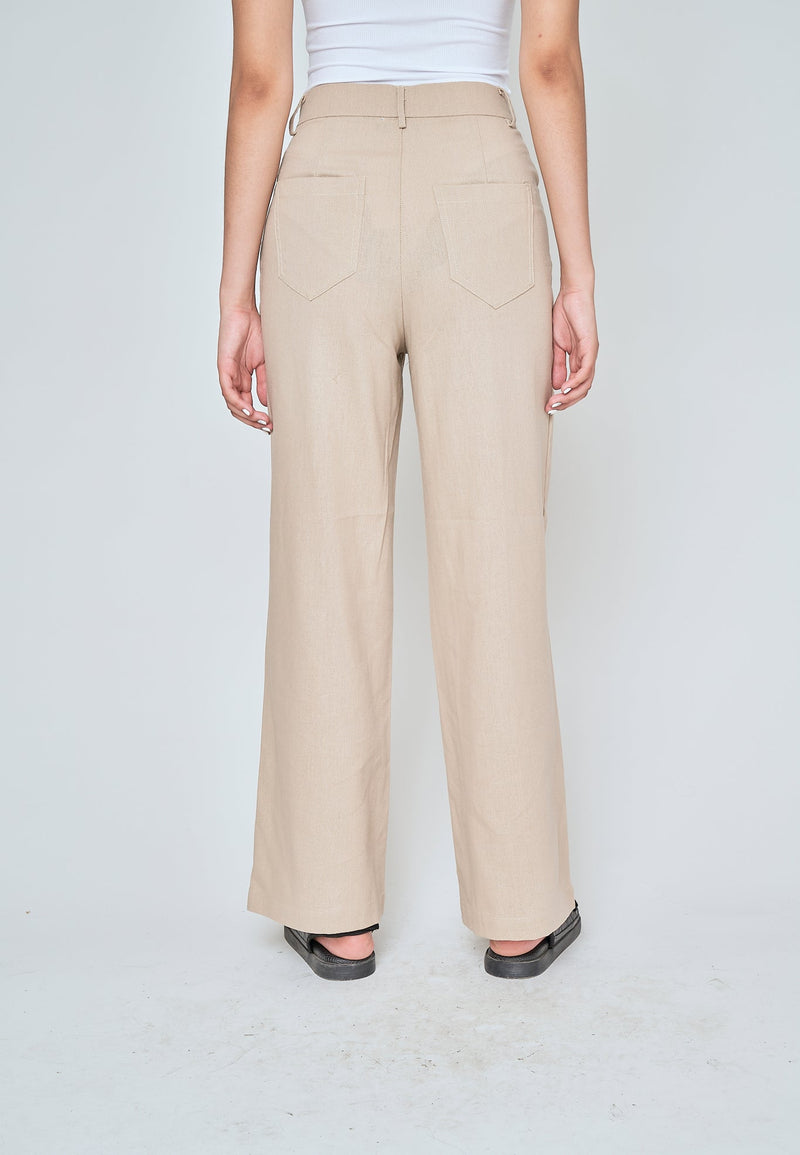 Jensen Beige Zipper Fly Lined Straight Cut Trouser