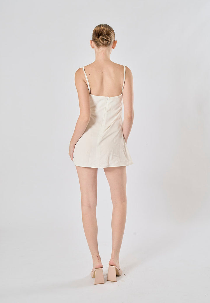 Taja Milky White Deep Square Neck Mini Dress