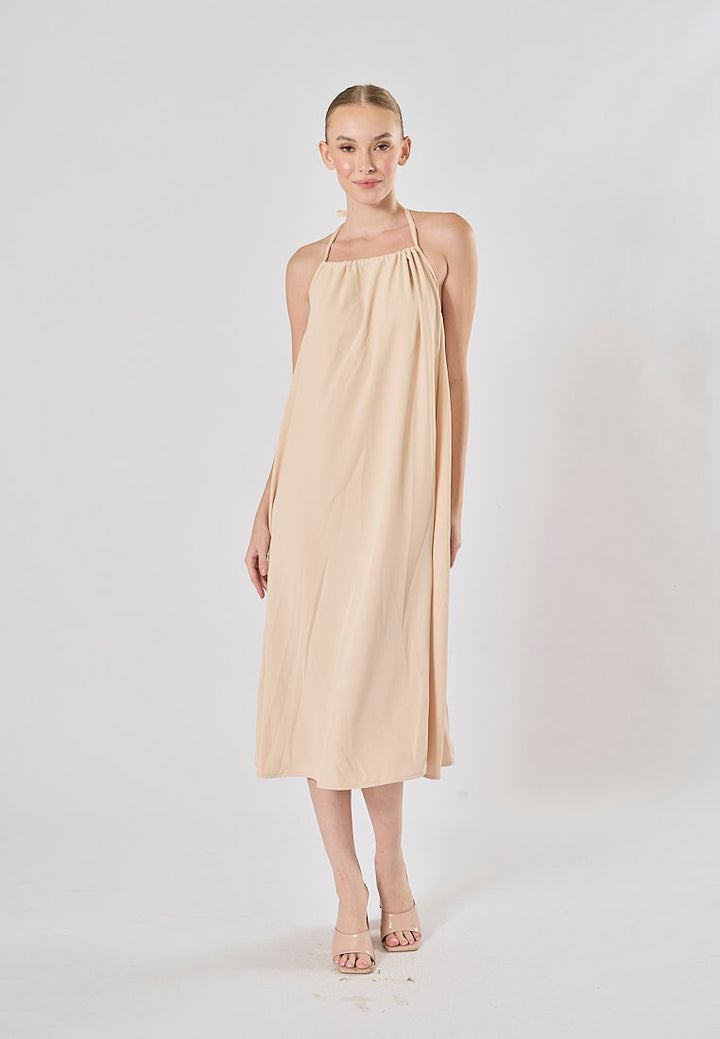 Xoliven Blush Pink with Halter Neckline Maxi Tent Dress