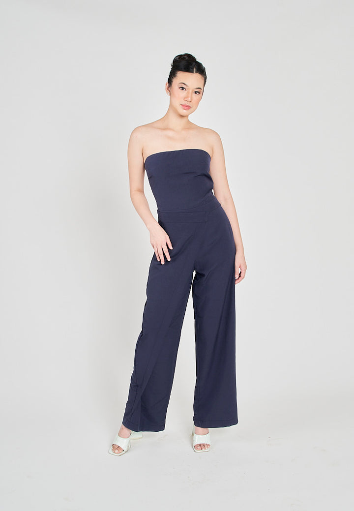 Vinz Navy Blue Side Zipper Wrap Tube Jumpsuit