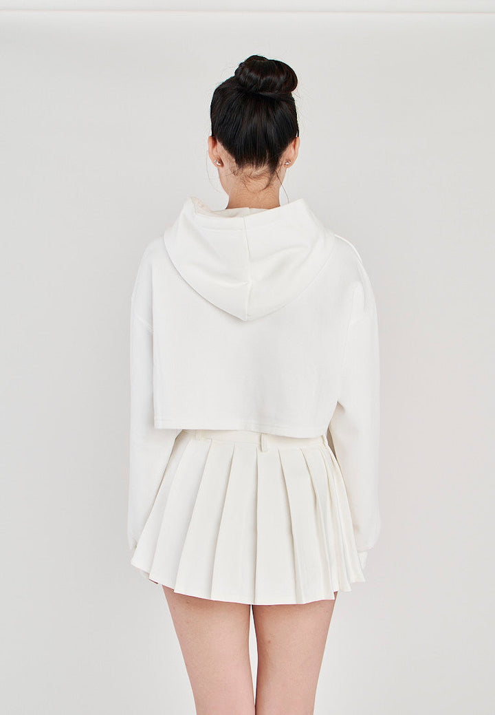 Hirro White Pleated asymmetrical Front Detail with Belt Mini Skirt