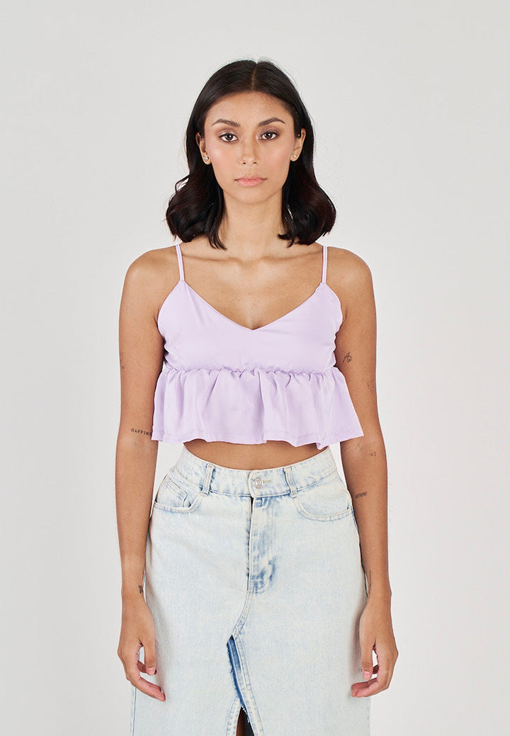 Iwa Purple V Neck Smock Back Sleeveless Top