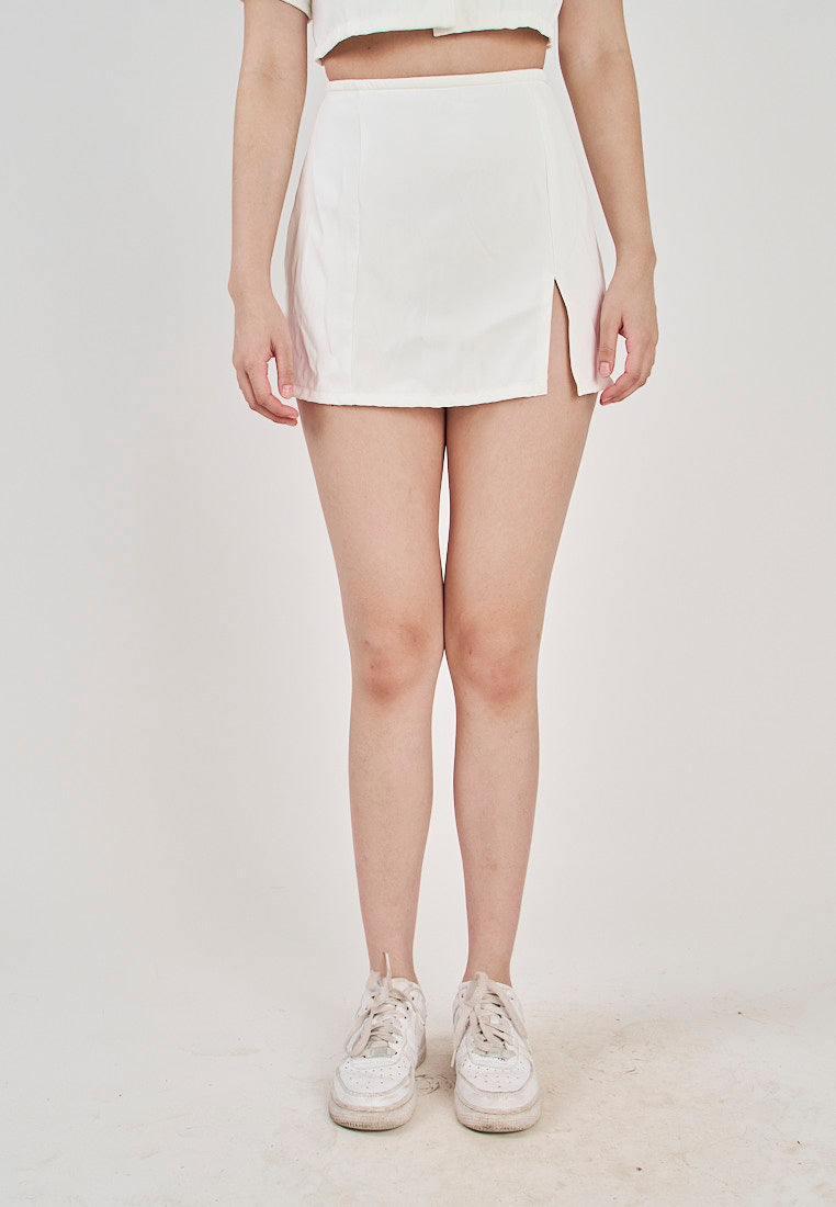 San White Zipper Back A-Line Mini Skirt