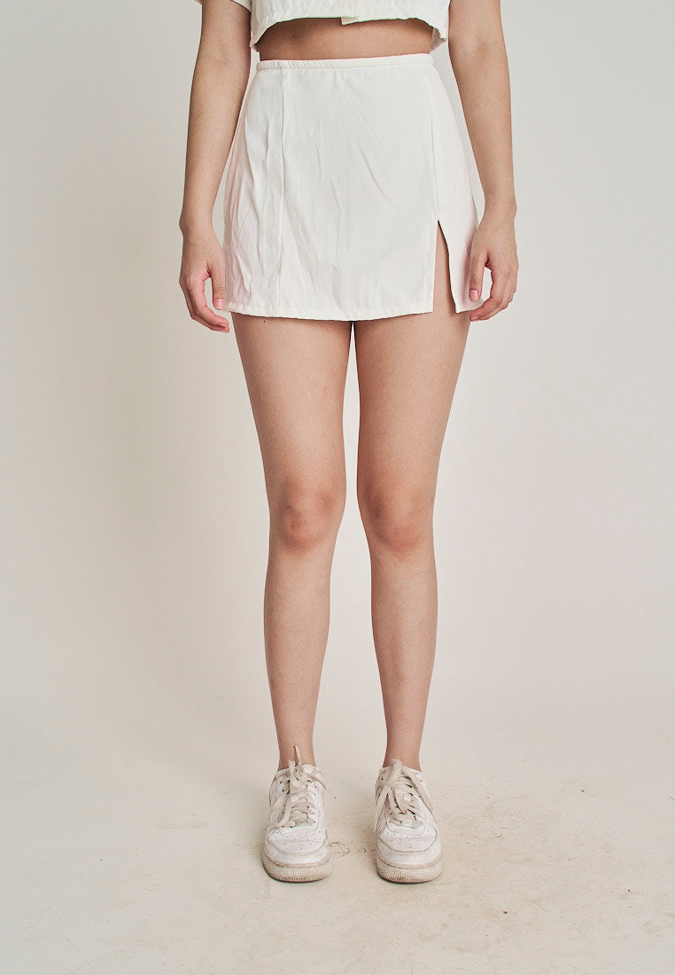 San White Zipper Back A-Line Mini Skirt