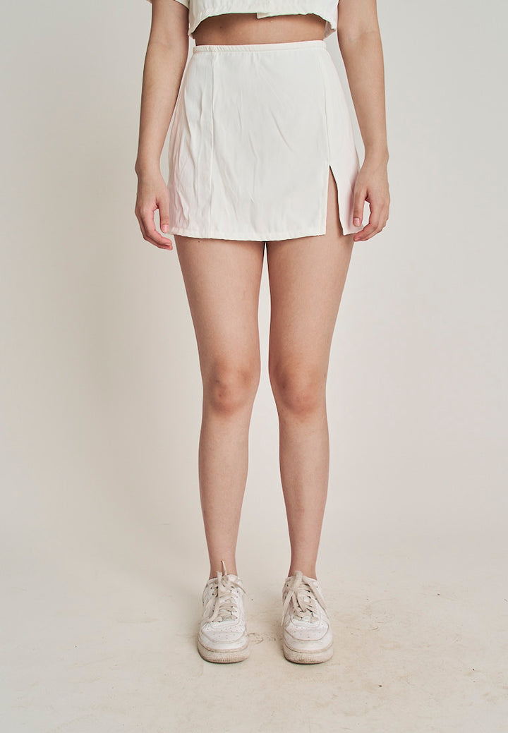 San White Zipper Back A-Line Mini Skirt