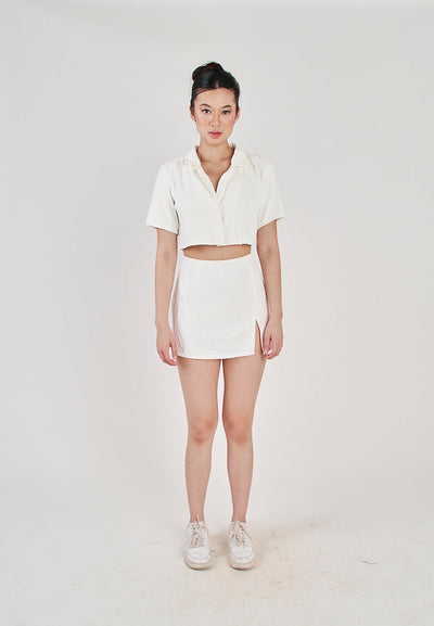 San White Zipper Back A-Line Mini Skirt