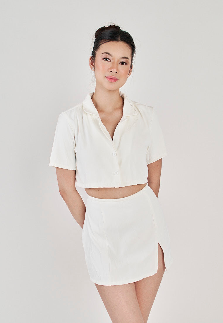 San White Zipper Back A-Line Mini Skirt