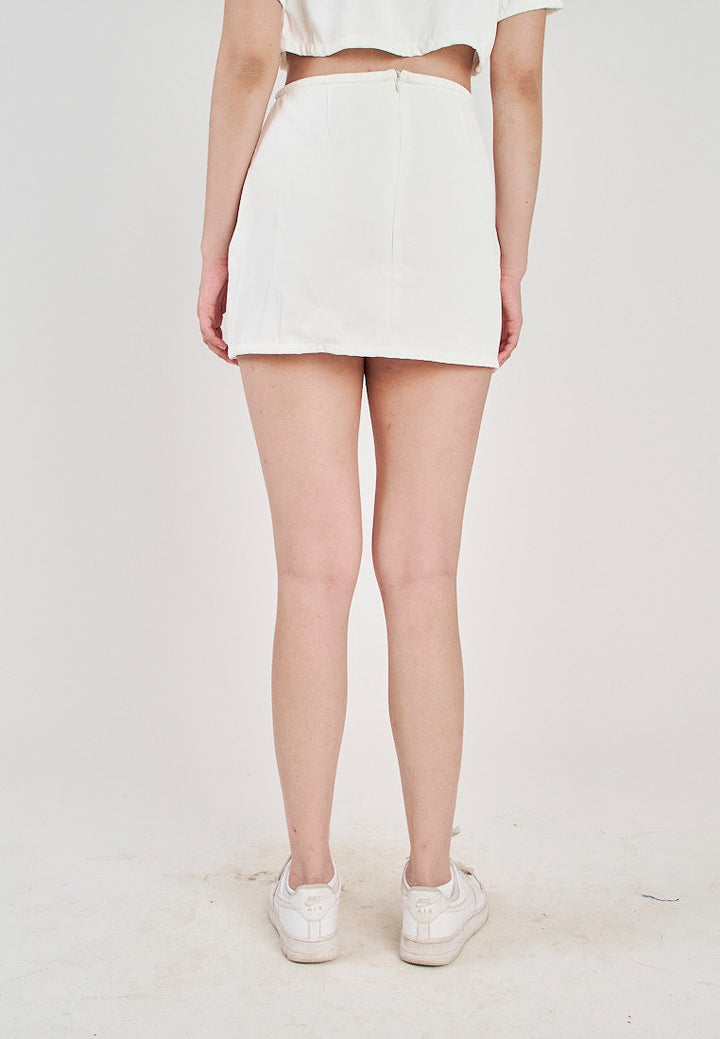 San White Zipper Back A-Line Mini Skirt