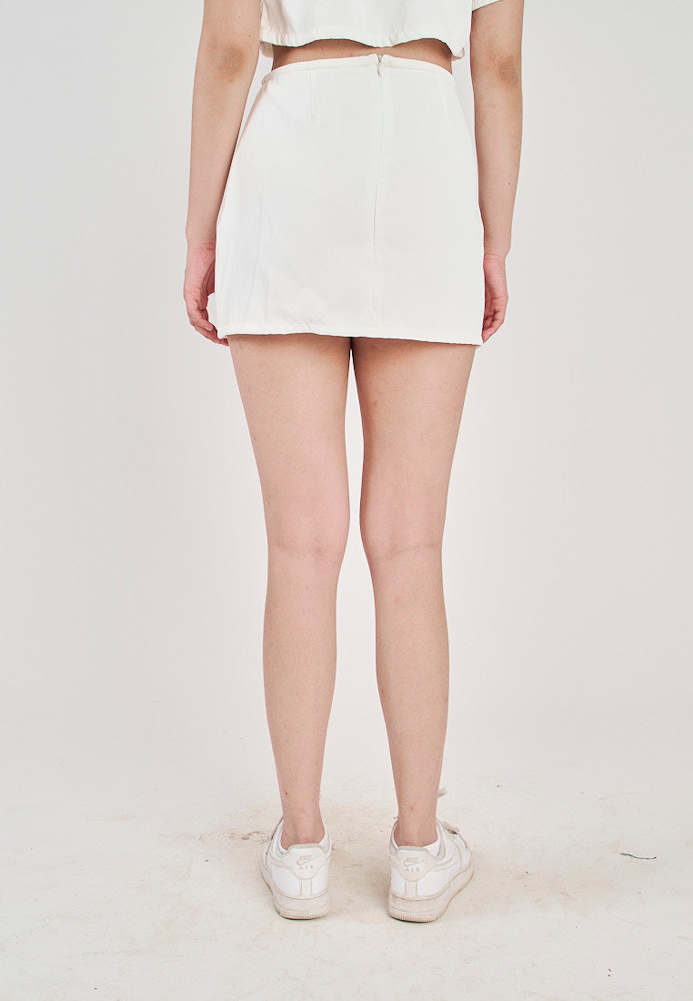San White Zipper Back A-Line Mini Skirt