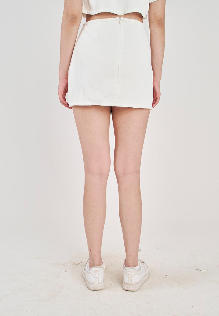 San White Zipper Back A-Line Mini Skirt