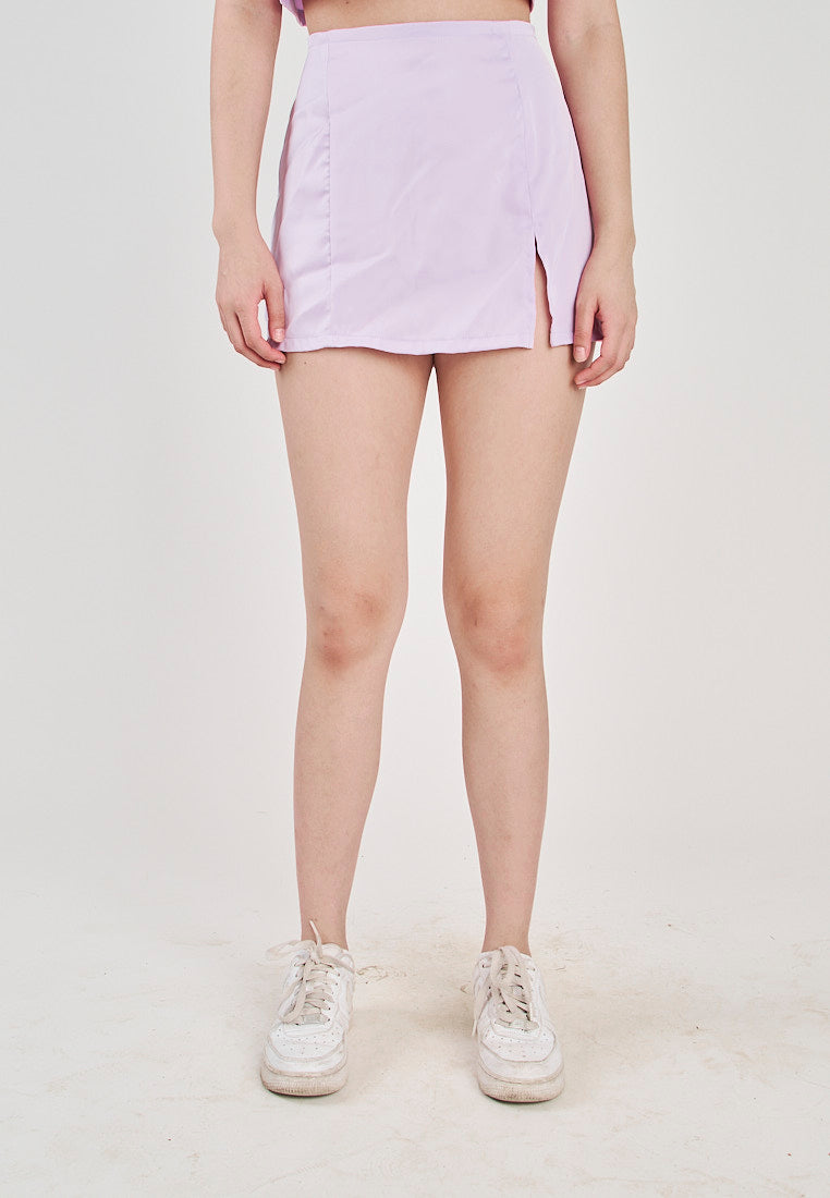 San Purple Zipper Back A-Line Mini Skirt