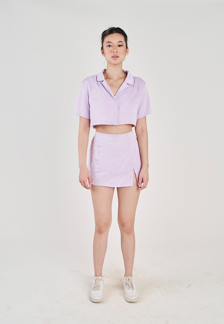 San Purple Zipper Back A-Line Mini Skirt