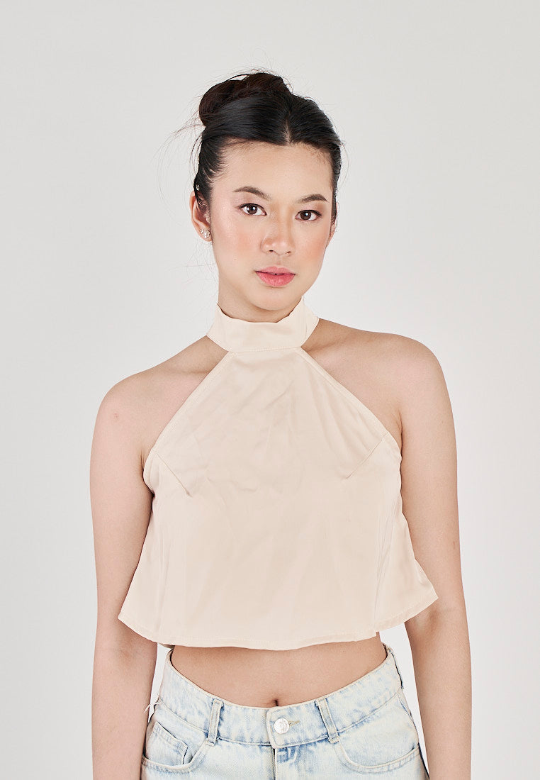 mock neck halter top