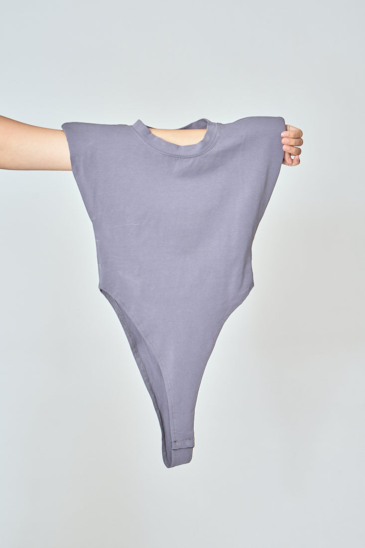 Gaea Ash Blue Crew Neck Sleeveless Bodysuit