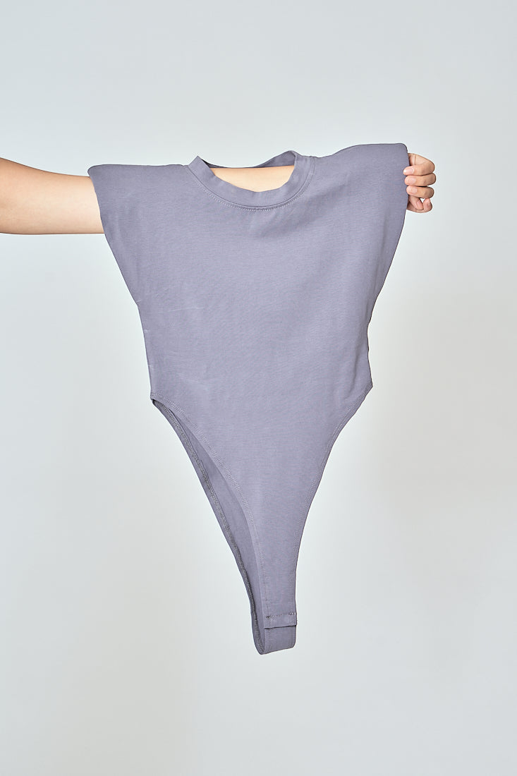Gaea Ash Blue Crew Neck Sleeveless Bodysuit