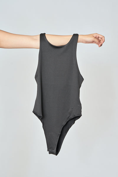 Barba Black Round Neck Sleeveless Bodysuit