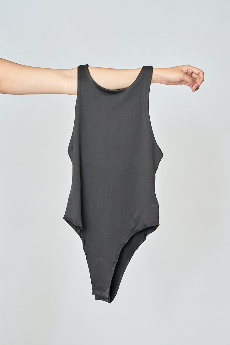 Barba Black Round Neck Sleeveless Bodysuit
