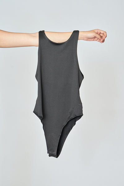 Barba Black Round Neck Sleeveless Bodysuit