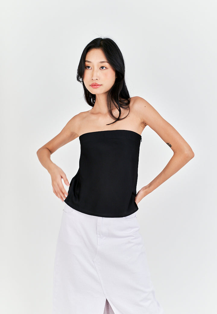 Anavel Black Classic Side Zipper Tube Top
