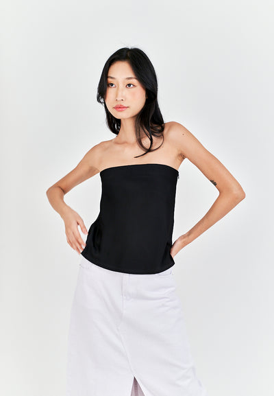 Anavel Black Classic Side Zipper Tube Top