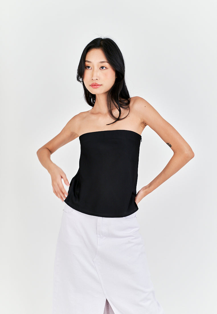 Anavel Black Classic Side Zipper Tube Top