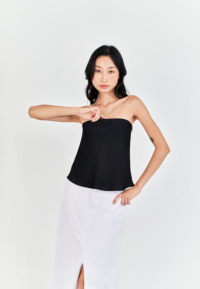 Anavel Black Classic Side Zipper Tube Top