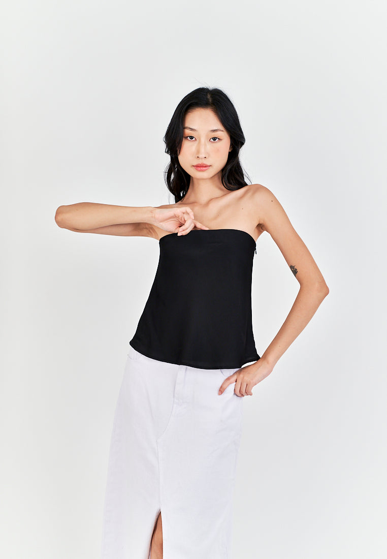 Anavel Black Classic Side Zipper Tube Top